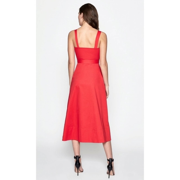 $395 NWT 🔥Equipment Oleisa Dress Button Front Sleeveless V-neck Tea Midi Red 4 - Picture 4 of 8